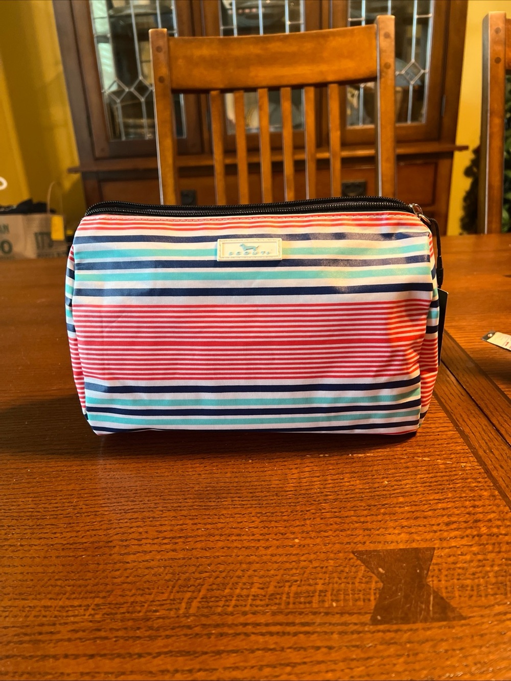 SCOUT Bag Packin’ Heat Cosmetic/Toiletry Bag Pouch - Striped -Red, White & Blues